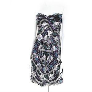 Vintage 90s 2000s Y2K Nicole Miller Strapless Silk Metallic Dress